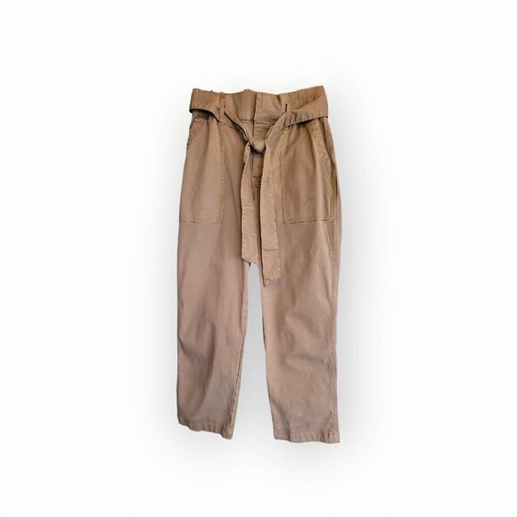 CAbi Cropped Stretch Belted Trousers Khaki Size 4 - Picture 3 of 15